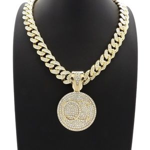 QC Quality Control Pendant & 18" Iced Cuban Chain